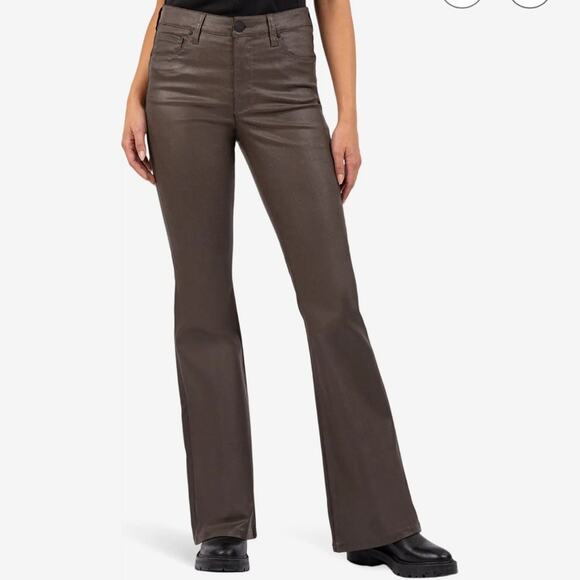 Kut from the Kloth Pants - Kut from the Kloth Ana High Rise Fab Ab Flare Faux Leather Pants Brown NWT Sz 8